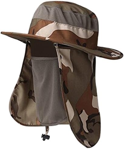 Outdoor Camouflage Boonie Mesh Sun Hats with Shield and Mask (Khaki Camo, One Size)