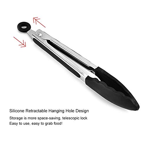 Wuqiang Cucina Strumento Morsetto 12 Pollici Silicone Antiscivolo Alimentari Pane Grill Barbecue Clip Pinze Utensili da Cucina (Nero) (Color : Black)