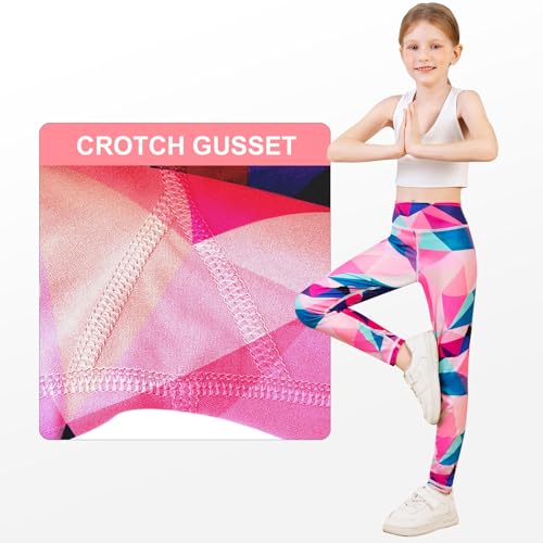 Girls Full Length Athletic Leggings Kids High Waist Lounge Pants Girls Active Dance Running Workout Yoga Pants4