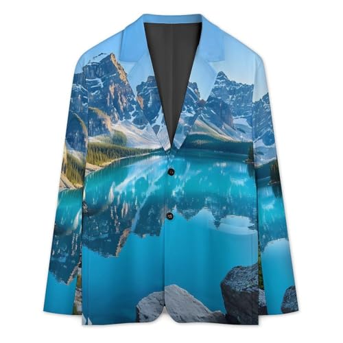 Snow Mountain And Moraine Lake National Park Men's Blazer Printed Button Suit Jacket Slim Sport Coat Blazers3