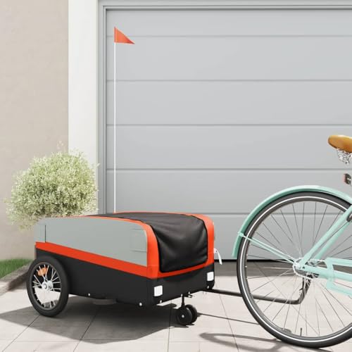 CHARMMA Bike Trailer Black and Orange 99.2 lb Iron,Bicycle Trailers-94068