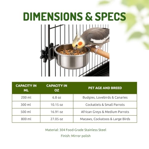 Image of Pets Empire Best Stainless Steel Birds Coop Cup Feeder Bowl (300 ML Pack of 4, coop)