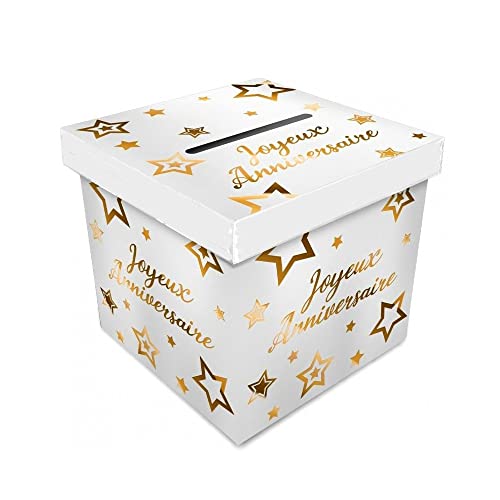 SLA Urne en Carton Joyeux Anniversaire Noir et doré - Doré - Taille Unique