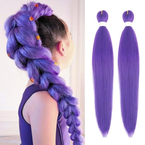 Beyond Beauty Long Purple Braiding Hair 30 Inch Pre Stretched Synthetic Braiding hair for Braids 2 Packs Purple Extensions for Stage Party Halloween Costume Cosplay