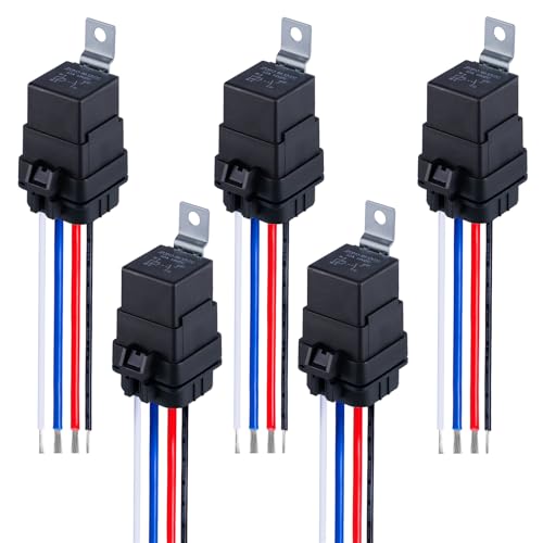 Ronybuy 4-PIN 12V Waterproof Relay with Harness 5-Pack