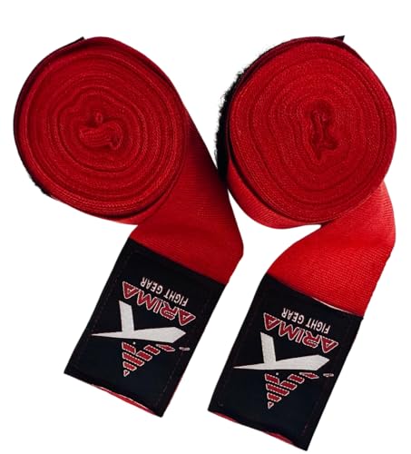 ARIMA Boxing Hand Wraps 140 Inch – Elastic Cotton MMA Kickboxing Muay Thai Wrist Wraps for Training & Competition – for Men & Women, 10 Pieces Red