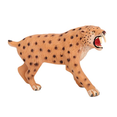 Smilodon Saber-Toothed Tiger Cake Topper Decoration Ancient Creatures Animal Model Figures Display Collectible Figurine Photography Home Desktop Decor