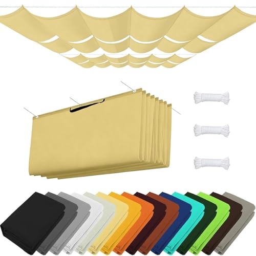 Voile d'ombrage rétractable vague jaune sable en toile imperméable