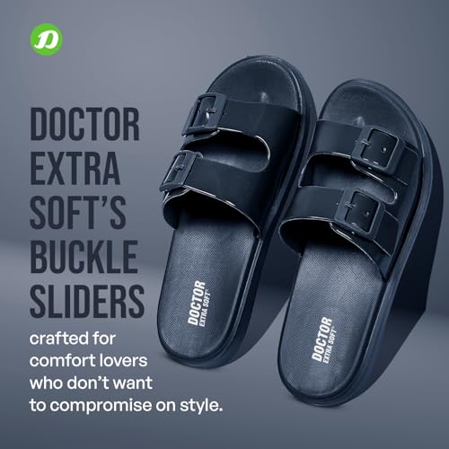 Image of DOCTOR EXTRA SOFT Women's Classic Cushion Sliders /Slippers with Adjustable Buckle Strap for Adult | Comfortable & LightWeight| Stylish & Anti-Skid|Waterproof & Everyday Flip Flops Ladies /Girls New-523