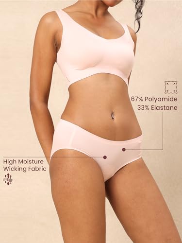 Image of Krvvy Breeze Hipster Underwear for Women | Seamless Mid Waist Panties with Super Stretchable Fabric | Odourless Ventilation | InvisiSoft Edges