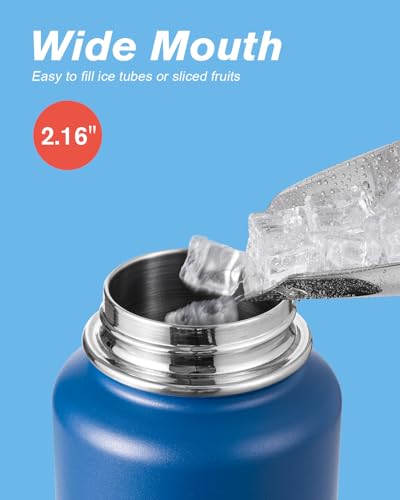 Image of Coolflask 40 oz Water Bottle Insulated with Straw & 3 Leakproof Lids