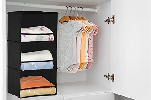 Simple Houseware 3 Shelves Hanging Closet Organizer With Front Stopper, Black #TOP4