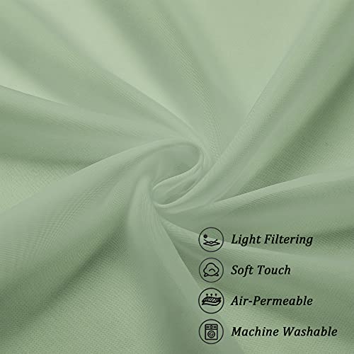 Image of Chyhomenyc Sage Green Sheer Scarf Valances for Windows 216 Inch Extra Long, Window Scarf Drapes Rod Pocket Backdrop for Wedding Arch Draping /Party /Canopy Bed /Living Room, 2PC, 18 Feet Length