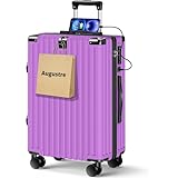 [Augustre] スーツケース 機内持ち込み 超軽量 キャリーケース 大型 軽量 多機能 キャリーバッグ 静音 耐衝撃 ダブルキャスター S/M/Lサイズ カップホルダー付 USB充電機能 隠しフック機能 360度回転 TSAローク搭載 ファスナー式 旅行 ビジネス 出張 (ライトパーブル, S/機内持込可能)