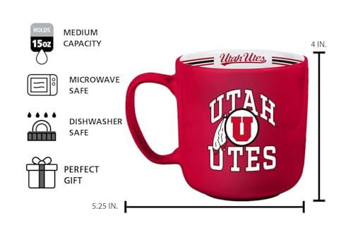 Image of Logo Brands NCAA Utah Utes 15oz Stripe Mug - Team Logo, Inside Print, Standard Handle, Microwave & Dishwasher Safe
