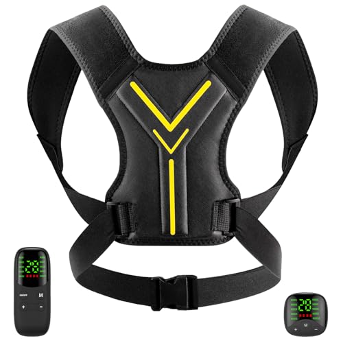 EMS Trainingsgerät für Nacken & Rücken, EMS Gerät für Rücken Muskelaufbau mit Display-Fernbedienung,30 Intensitätsstufen,10 Modi, EMS Trainer zur Nacken Muskelstimulation, Rückentrainer Nackentrainer