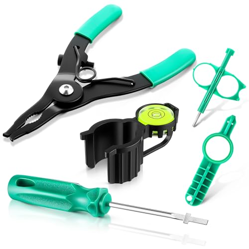 Gulfmew 5 Pack Sprinkler Head Tool Kit Compatible with RainBird Hunter Sprinkler Head Hold Up Tool with Bubble Level Rotor Adjustment Tackle Nozzle Insertion Collar for Lawn Irrigation System