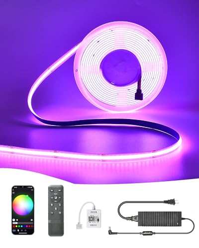 24V RGB COB Led Strip Light 32.8FT/10M, 5760Leds, 10mm Width Flexible Led Tape Light, Smart Led Strip Light Color Changing, Alexa/Google Compatible, Led Strip Lights for TV Light, Bedroom Decor