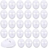 Fahacop 30 Pack White Plastic Masks Blank Full Face Masks Paintable DIY Craft Masks for Masquerade Cosplay Halloween Party and DIY Handicraft Activities