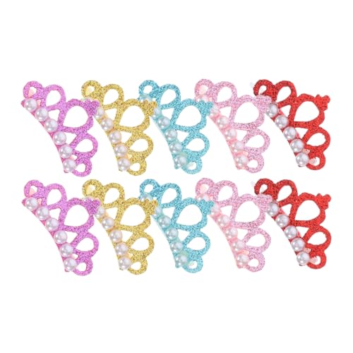 Toddmomy 10Pcs Crown Shaped Dog Hair Clips Pearl Pet Headdress Accessories Colors Soft Comfortable Pet Barrette for Adorable Grooming Party Photography Props