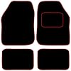Carsio Universal Car or Van Floor Mats 4PC Set Non Slip Carpet with Red Edging