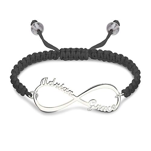 Bracelet prénom en Argent Sterling Bracelet Infini de Cordons colorés pour Couples Cover