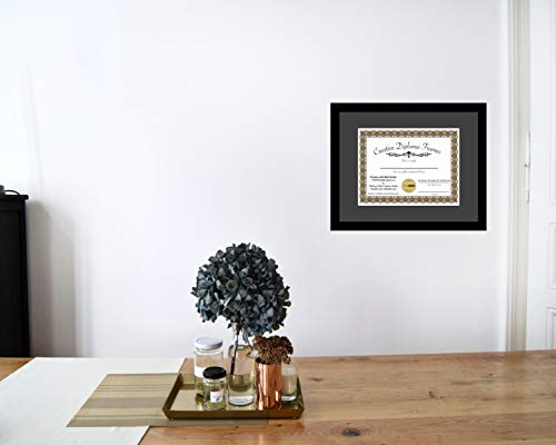 Creative Picture Frames 12X15 Classic Black Diploma Frame With Black Mat Glass Easel And Installed Wall Hangers | Frame Holds 16X20 Media Without Mat #TOP3