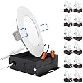 Sunco 12 Pack 4 Inch Ultra Thin LED Recessed Ceiling Lights Slim, 5000K Daylight, Dimmable, 10W=60W, Wafer Thin, Canless with Junction Box