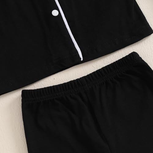 Balaflyie Baby Button Down Pajamas Set Shirt and Pants Toddler Cotton Pjs Long Sleeve Sleepwear (Black,18-24 Months)