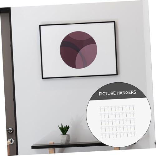 Image of Cabilock Mini White Traceless Hooks 50pcs Photo Frame Hanger Nails Wall Hanging Easy to Install