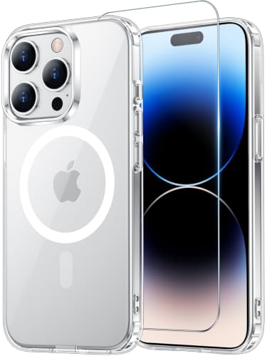 Temdan for iPhone 14 Pro Case Clear Compatible with Magsafe Anti-Yellowing Military-Grade Protection Shockproof Slim Magnetic Phone Case Cover Transparent