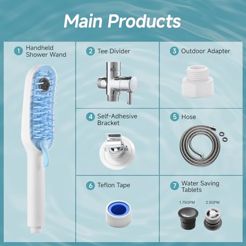 Acessório de chuveiro de cachorro com 4 padrões de pulverização ajustáveis, mangueira de fixação de