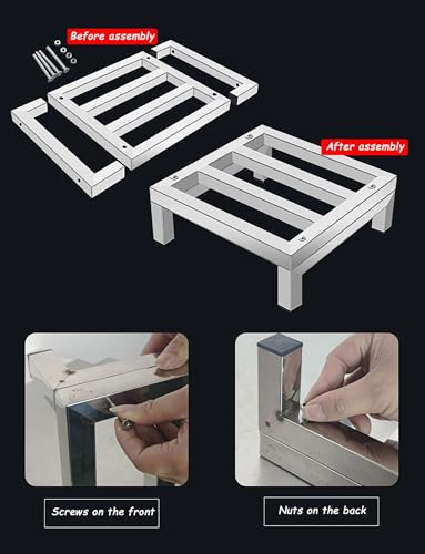 Elevador de electrodomésticos resistente, soporte de suelo de acero inoxidable, soporte de base de muebles para lavadora y nevera