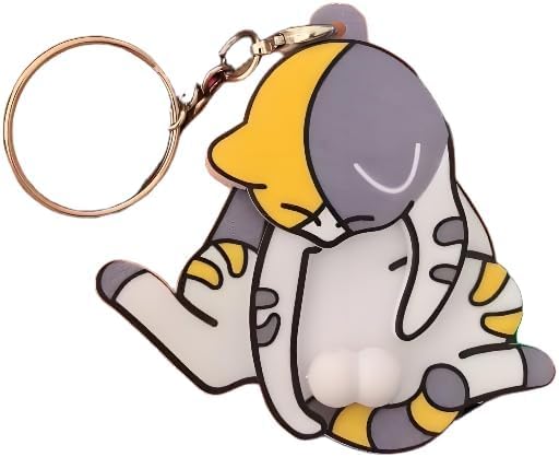 Mischief Cat Interactive Keychain Rotating Cats Eggs Key Chain Funny Cat Play with Its Spinning Balls Keychain Toys