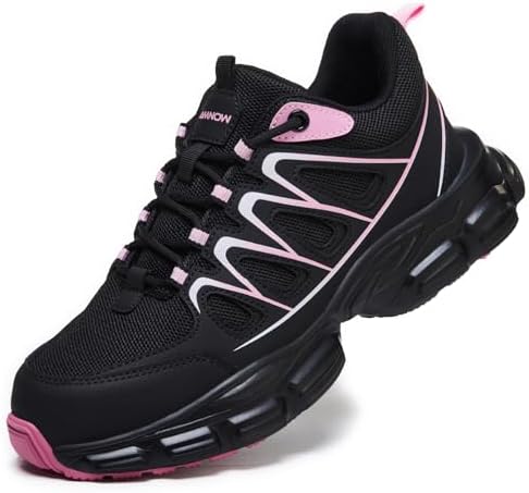 AMNOW PLUS Steel Toe Shoes for Men - Lightweight Non Slip Work Shoes Women - Comfortable with Kevlar Midsole Safety Sneakers for Construction Warehouses Factories
