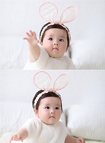 2-Pack Easter Bunny Headbands Rabbit Ears Lace Elastic Bow - Stretch Headband For Baby Girls - Cute Bunny Ear Hairbands For Newborn,Toddler And Children (2 Colors) #TOP4