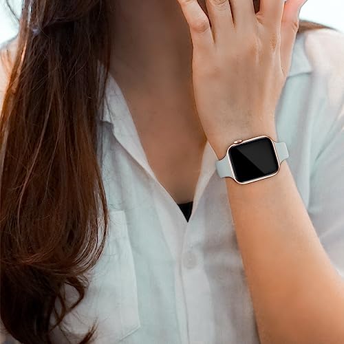 Image of Thin Slim Band Compatible with Apple Watch 38mm 40mm 41mm 42mm 44mm 45mm 46mm 49mm, Replacement Silicone Sport Strap for iWatch Series 11 /10 /9 /8 /7 /6 /5 /4 /3 /2 /1 Ultra SE Women Men, Succulent