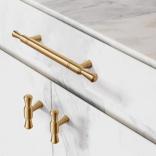 WYNWJ Zieht Griffe Griff,Badezimmerschrank T Bar Möbelbeschläge Reines Kupfer Küchentür Gold Schrank Schubladengriff Schrankknöpfe Für Möbel Küche/Hole Distance:96Mm - Image 7