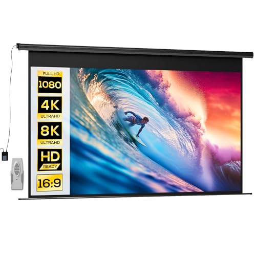 HOMCOM Écran vidéoprojecteur 120 Pouces, 16:9 4K HD écran de Projection motorisé et...