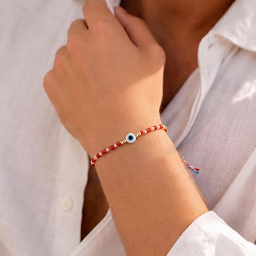 Image of Peora Evil Eye & Crystals Studded Rakhi for Brother Bhaiya | Red Thread | Raksha Bandhan Hamper with Roli Chawal Greeting Card