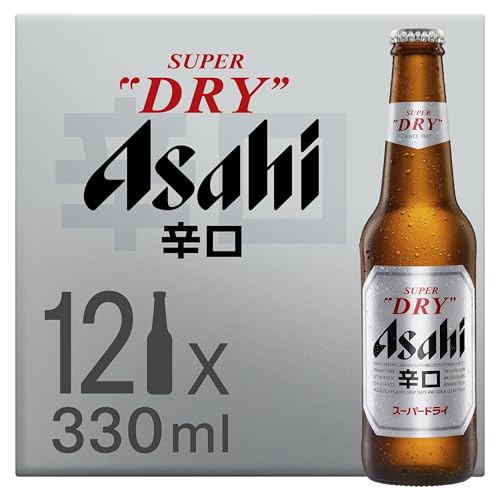 Asahi Super Dry Beer 12 x 330ml Japanese Beer 5% ABV Brewed in Italy Premium Lager Crisp and Dry Taste (Packaging may vary as images in catalog)