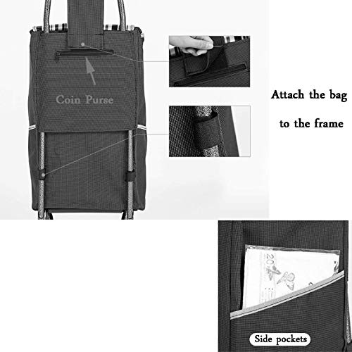 AYCPG Leichtes, zusammenklappbares Wagen, Koffer, 2 Räder, aus PU-Kunststoff, ergonomischer Griff, faltbar, Oxford-Stoff… – Bild 5