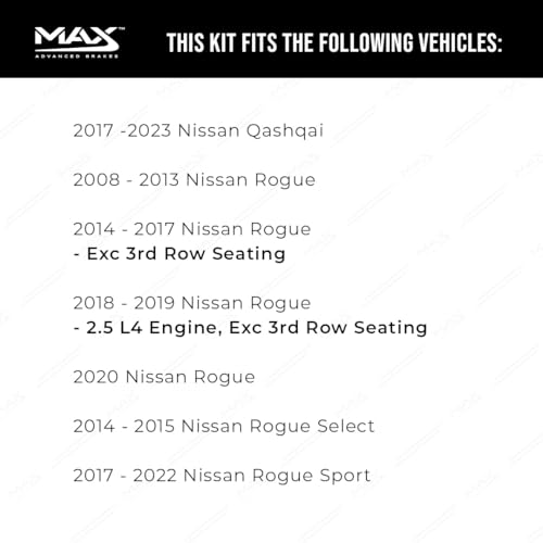 Image of MAX Advanced Brakes - Front Brake Kit For 2008-2022 Nissan Rogue, 2017-2023 Nissan Qashqai| Carbon Ceramic Brake and Rotor Kit| Daily Performance Geomet Coated Cross-Drilled Brake Rotors