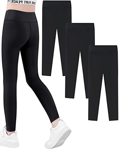 Domee Leggins Yoga Deporte Pantalones Niña Pack de 3 Negro 9 10 Años (Tamaño de la Fabricante 150)
