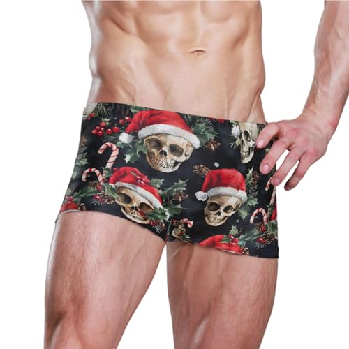 Skulls Christmas Santa Hats Mens Swim Trunks Swimwear Bathing Suit Swim Brief Square Leg Board Short S-3XL 202c01513