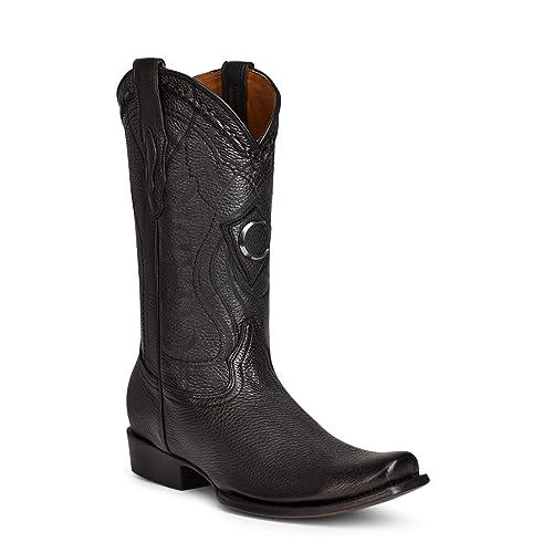 Cuadra Men's Cowboy Boot in Genuine Deer Leather Black, 1J1NVE, Size 8