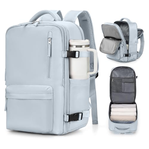 Mochila de viagem feminina, grande, A4 - Azul, Large