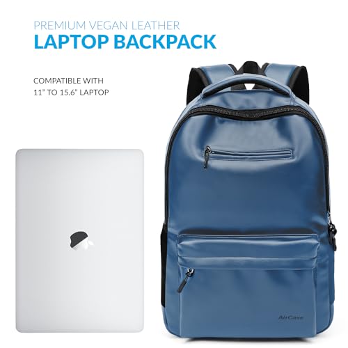 Image of Aircase Vegan Leather Laptop Bag Backpack for Men & Women, 22 l, Cobalt Blue, Fits Upto 15.6 inch Laptop, Multiple compartments, Padded Shoulder Straps, for Travel, Office or College, 1 Year Warranty