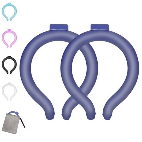 Image of Neck Cooling Tube, Wearable Body Cooler Freeze Below 64F with Insulated Bag, Reusable Cooling Neck Wraps for Summer, Outdoor Sports, Hiking, Travel, Hot Weather Relief for Men & Women (Navy*2)