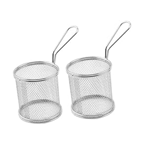 YARNOW 2pcs Deep Fryer Basket Noodle Blanching Basket Deep Fry Basket Fish Chips Basket French Fries Basket French Fry Chips Net Turkey Fryer Basket Aor Fryer Dessert Stainless Steel Food